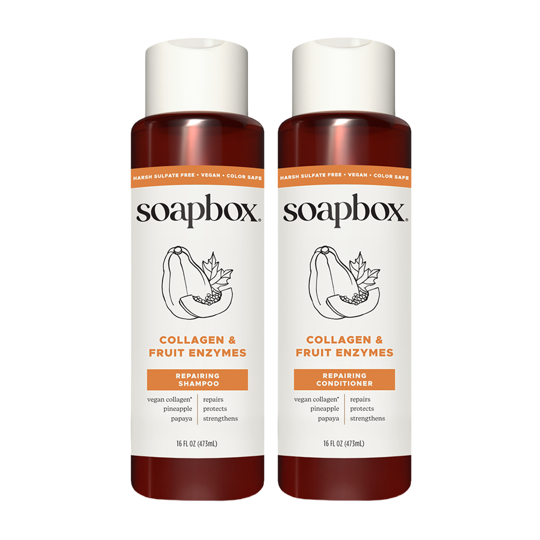 Collagen & Fruit Enzymes Repairing Shampoo + Conditioner Set – Soapbox