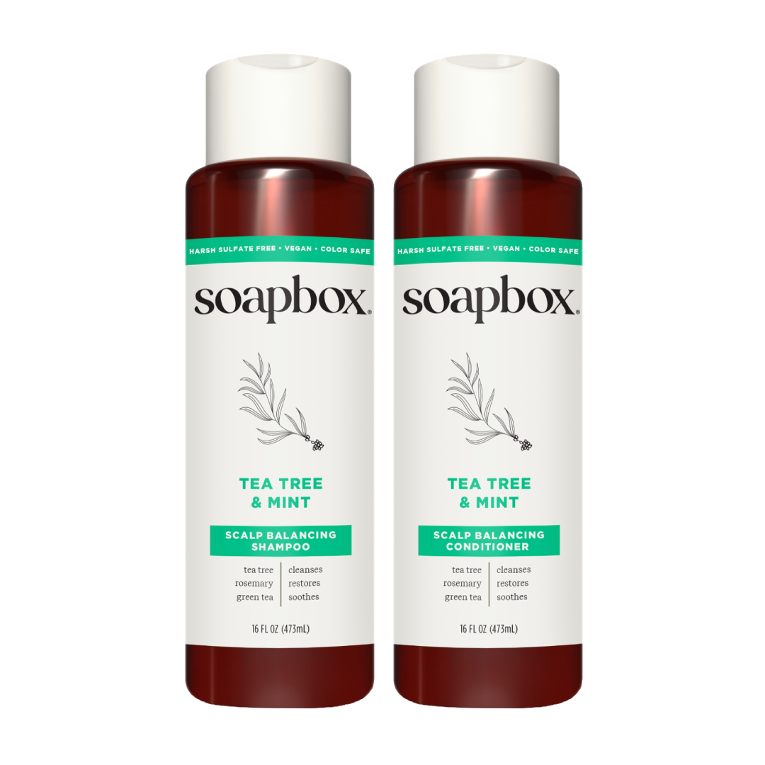 Tea Tree & Mint Scalp Balancing Shampoo + Conditioner Set – Soapbox