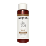 Soapbox Coconut & Shea Deep Moisture Shampoo bottle with white cap and burgundy label, 16 fl oz.