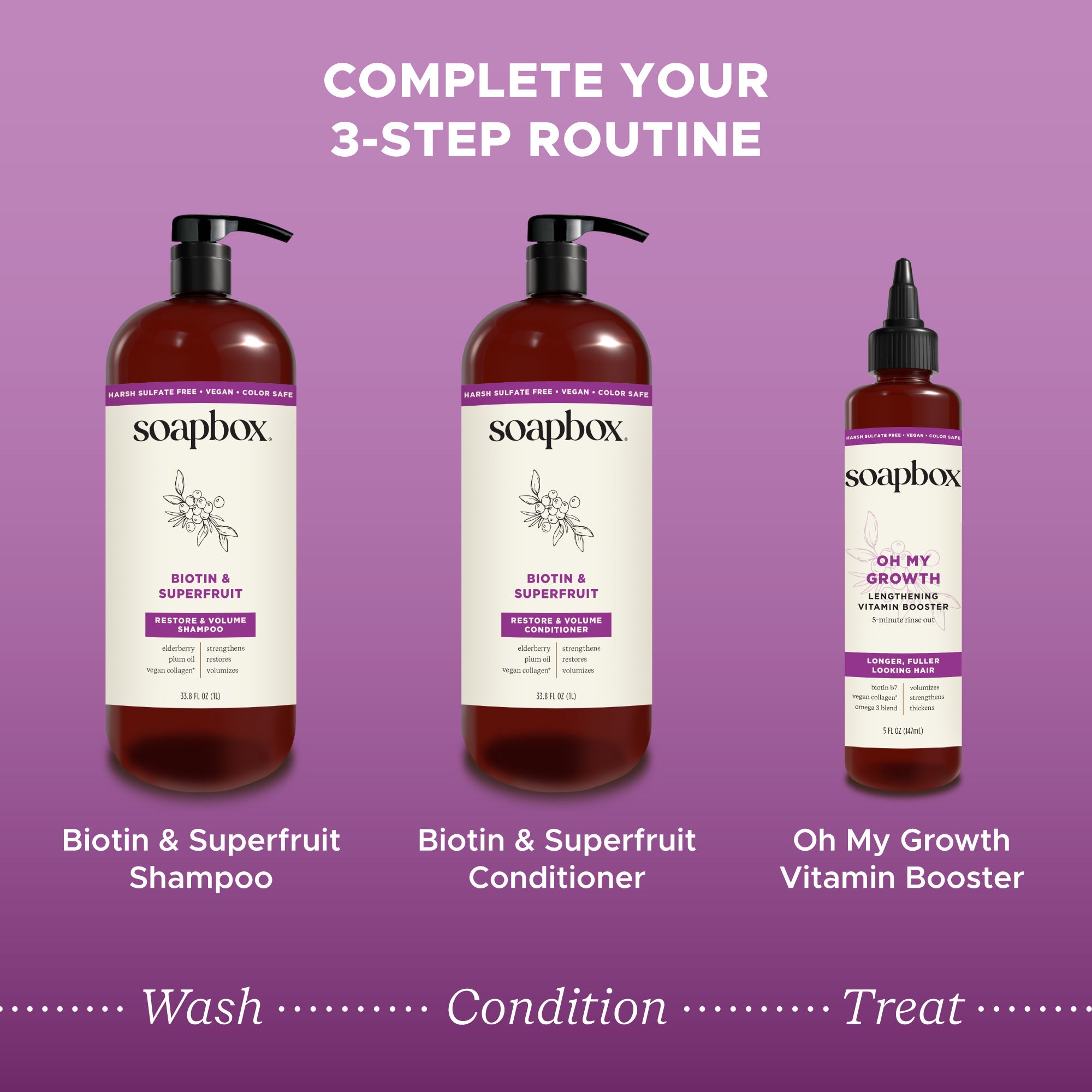 FORDAYS Hair Shampoo 3本セット Biotin & Superfruit Volumizing Haircare Bundle (Large) – Soapbox