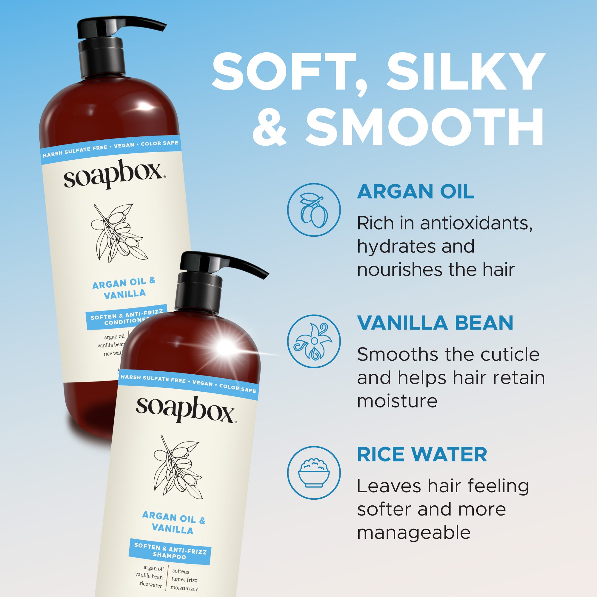 Argan Oil & Vanilla Anti-Frizz Shampoo - 1 Liter