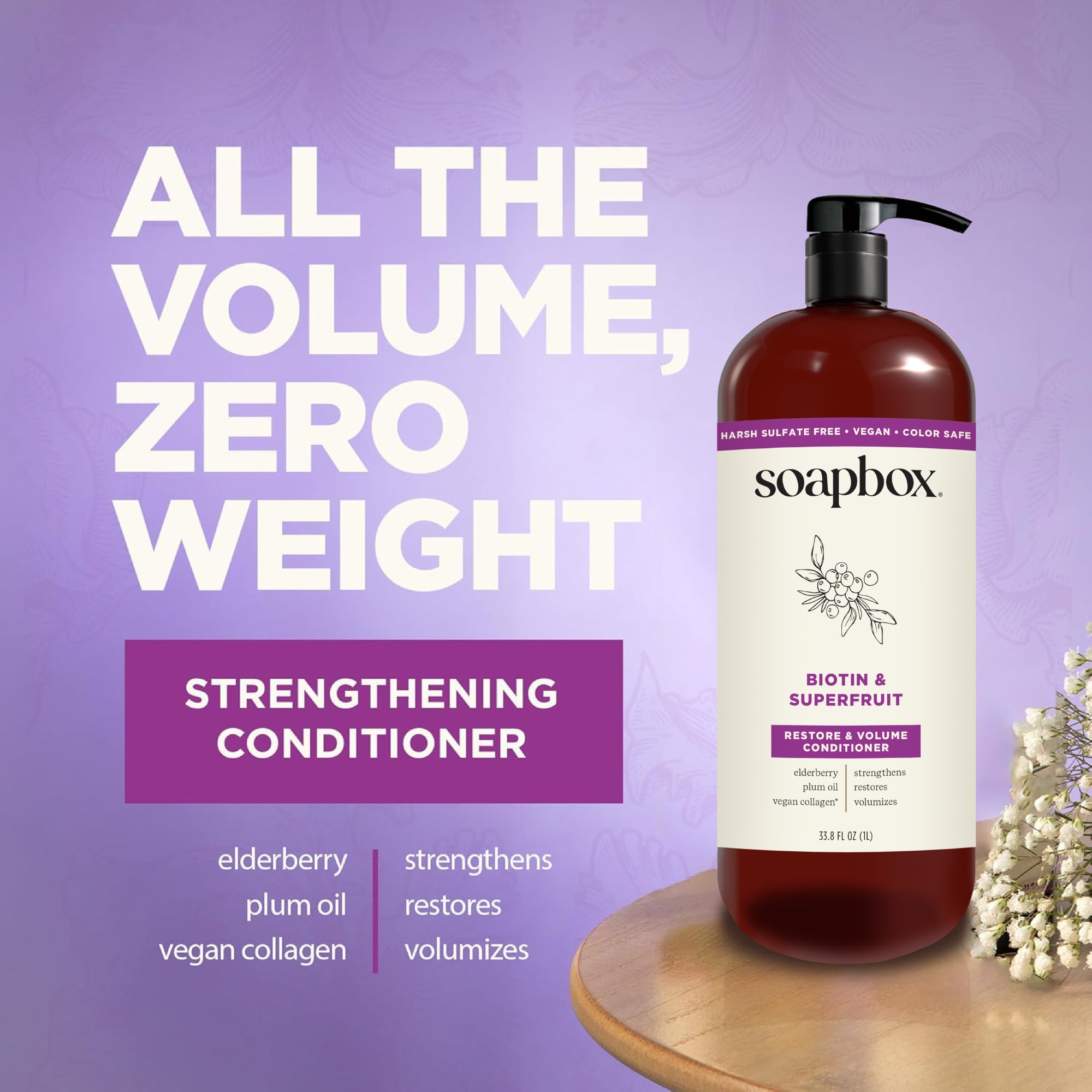 Biotin & Superfruit Volumizing Shampoo + Conditioner Set - 1 Liter