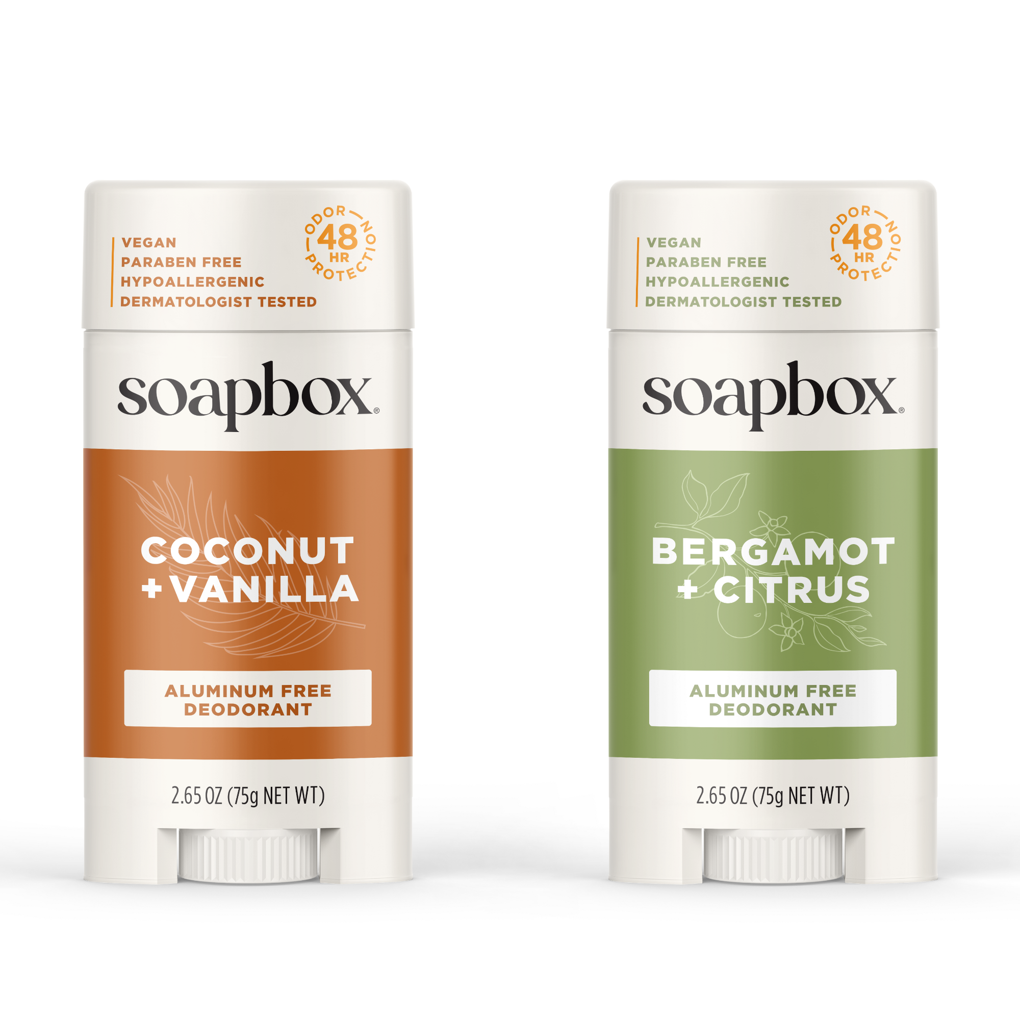 Bergamot + Citrus & Coconut + Vanilla Deodorant Duo