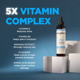 Soapbox Repair My Hair Vitamin Booster Treatment bottle with dropper applicator on white cube display against blue background