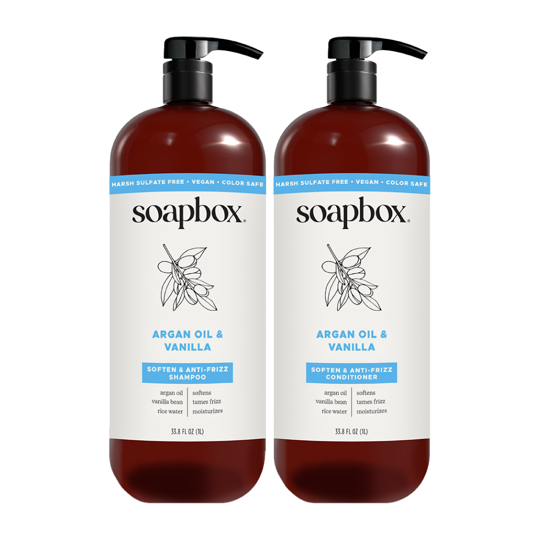Argan Oil & Vanilla Anti-Frizz Shampoo + Conditioner Set - 1 Liter