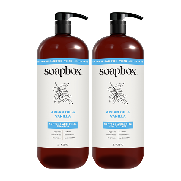 Argan Oil & Vanilla Anti-Frizz Shampoo + Conditioner Set - 1 Liter