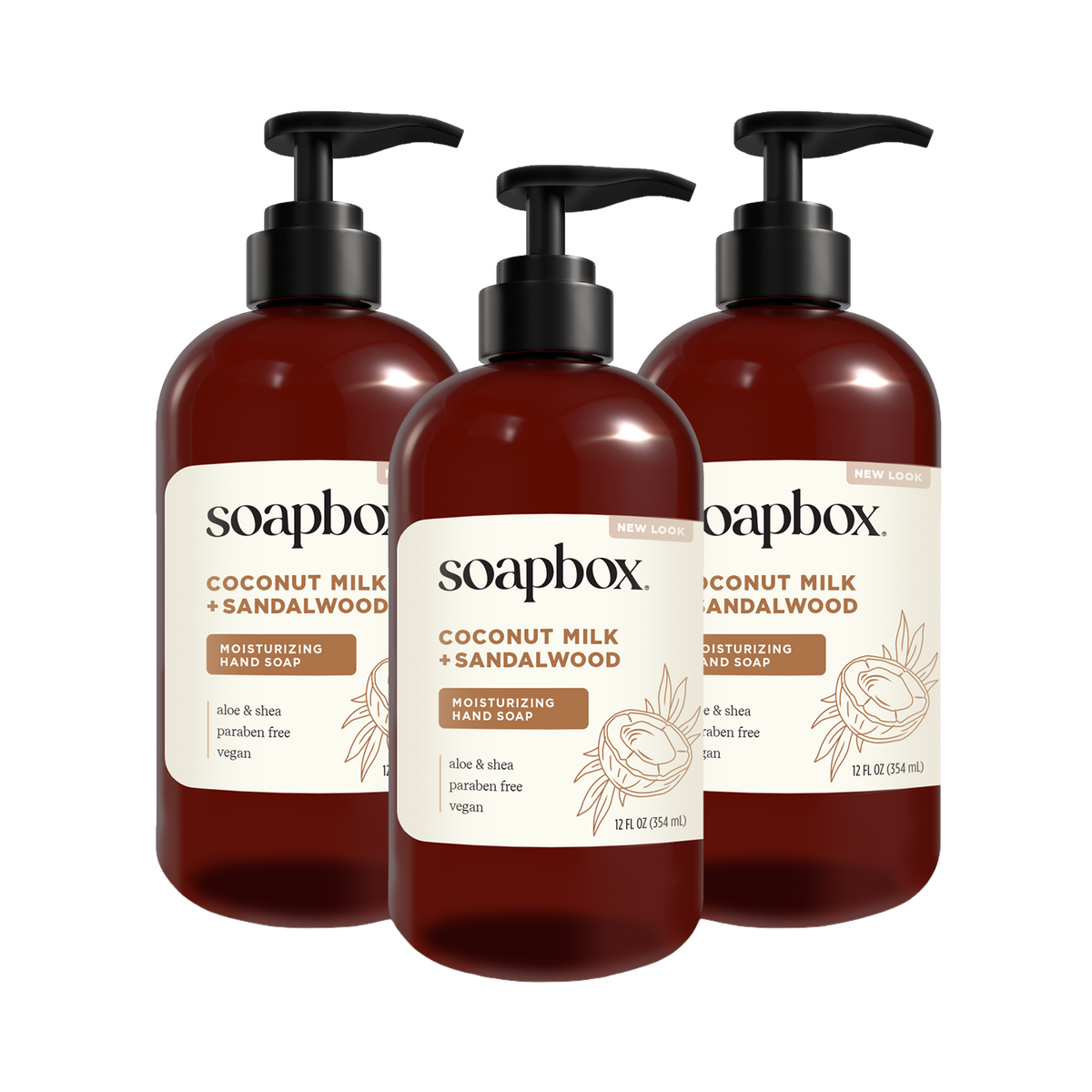 Coconut Milk + Sandalwood Moisturizing Liquid Hand Soap 3-Pack