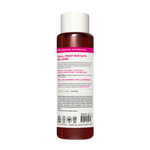 Dark red conditioner bottle with white cap and pink label band containing product information and ingredients.