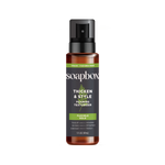 Soapbox Thicken & Style Foaming Texturizer spray bottle with black pump top and amber glass container.