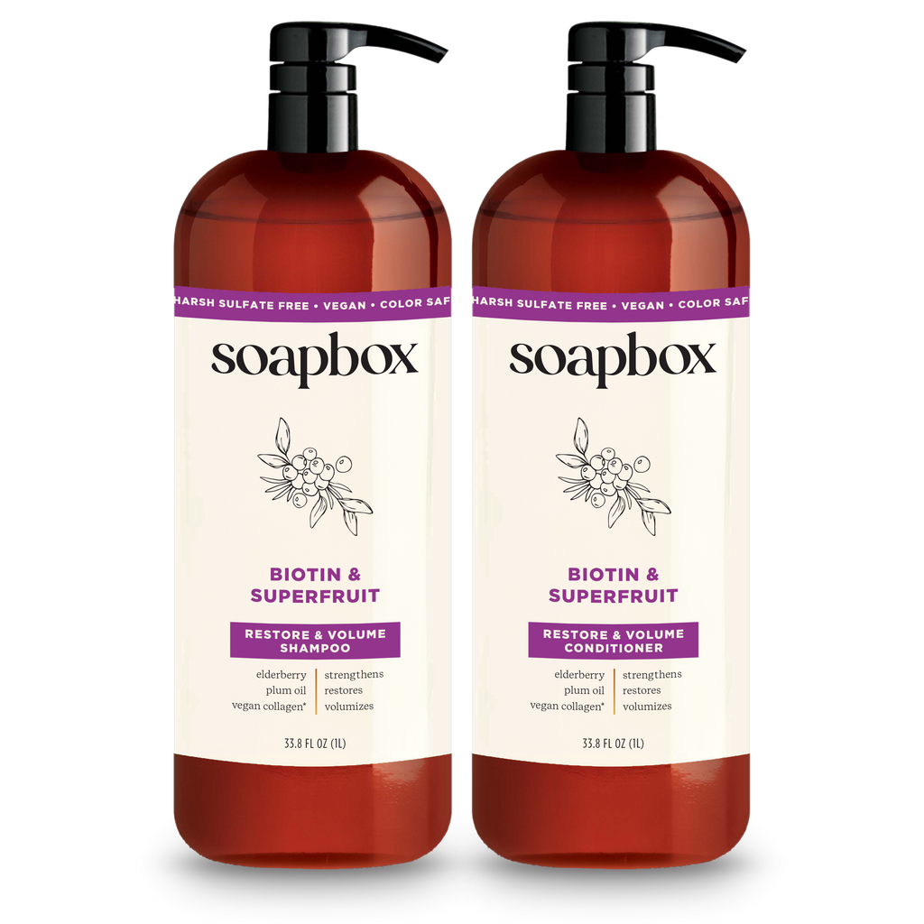 Biotin & Superfruit Volumizing Shampoo + Conditioner Set - 1 Liter