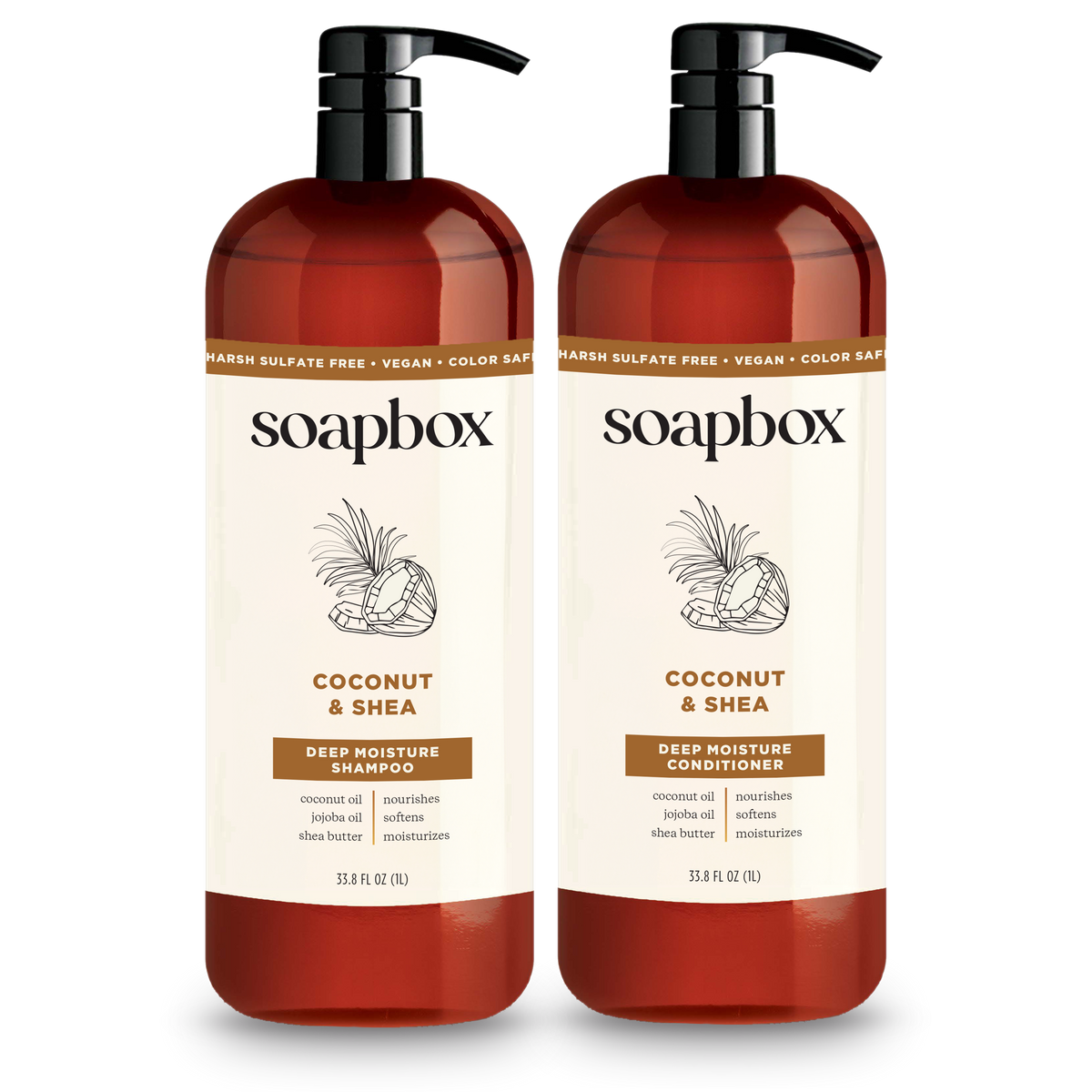 Coconut & Shea Deep Moisture Shampoo + Conditioner Set - 1 Liter