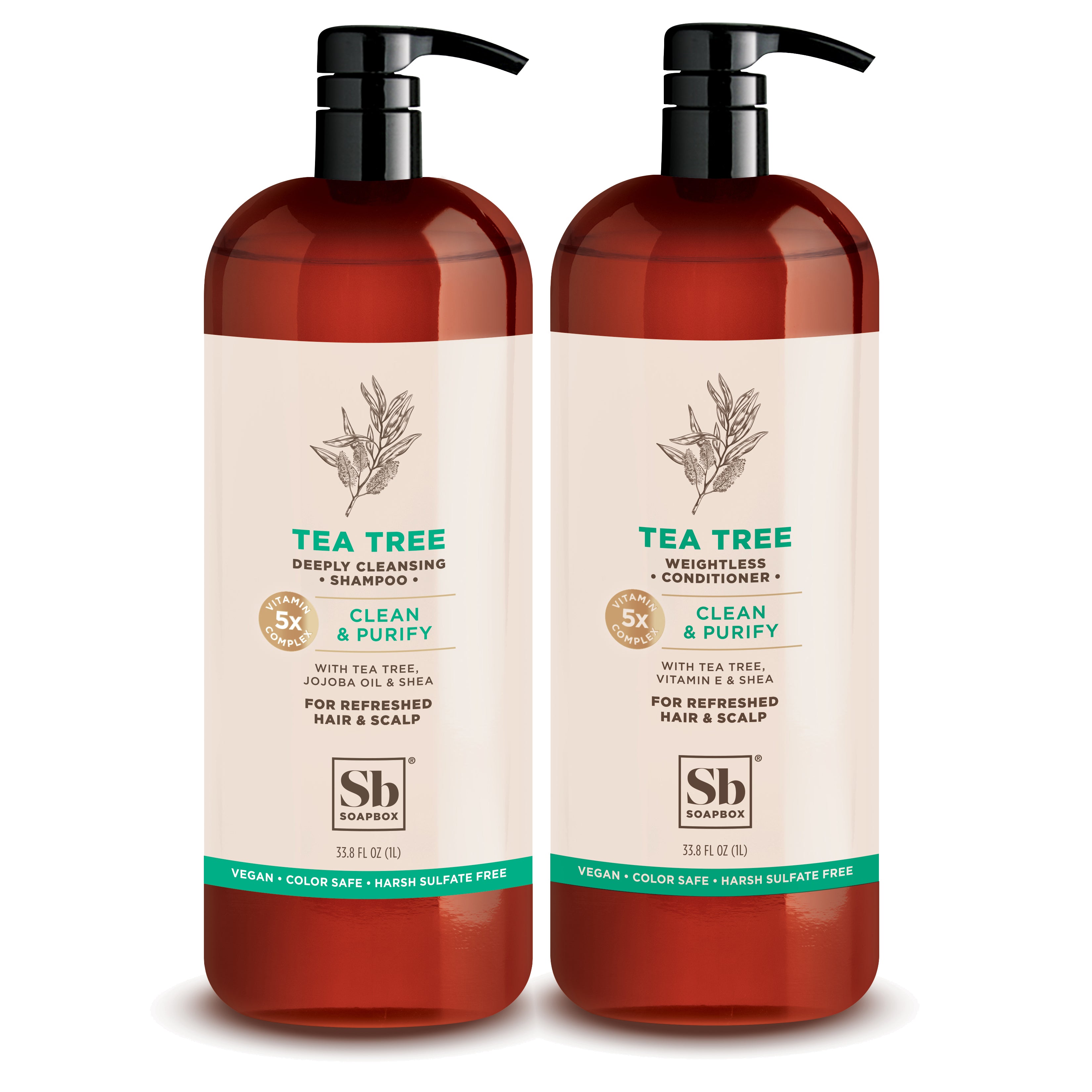 Tea Tree Purifying Shampoo + Conditioner Set - 1 Liter — Soapbox