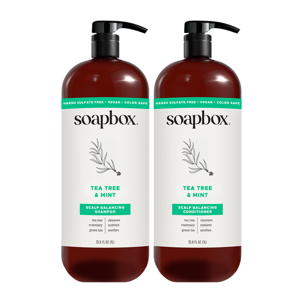 Tea Tree & Mint Scalp Balancing Shampoo + Conditioner Set - 1 Liter