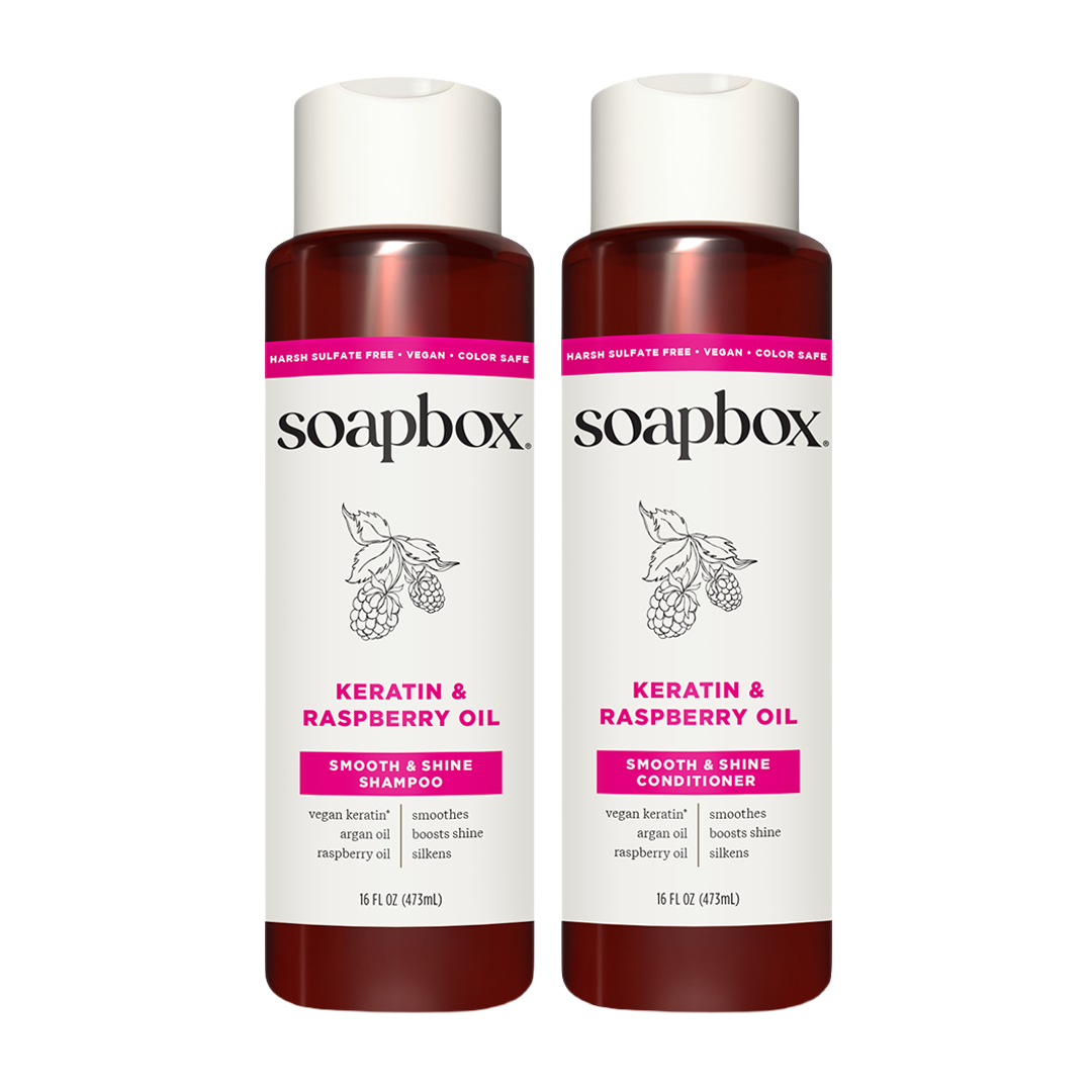 Keratin & Raspberry Seed Oil Smoothing Shampoo + Conditioner Set