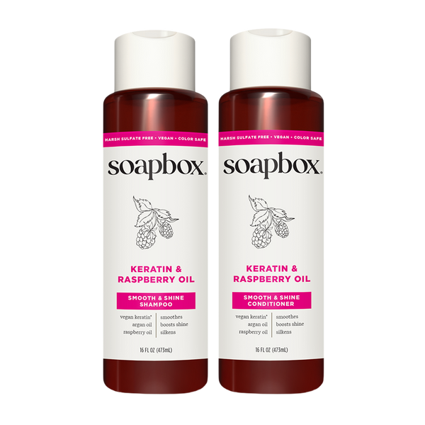 Keratin & Raspberry Seed Oil Smoothing Shampoo + Conditioner Set