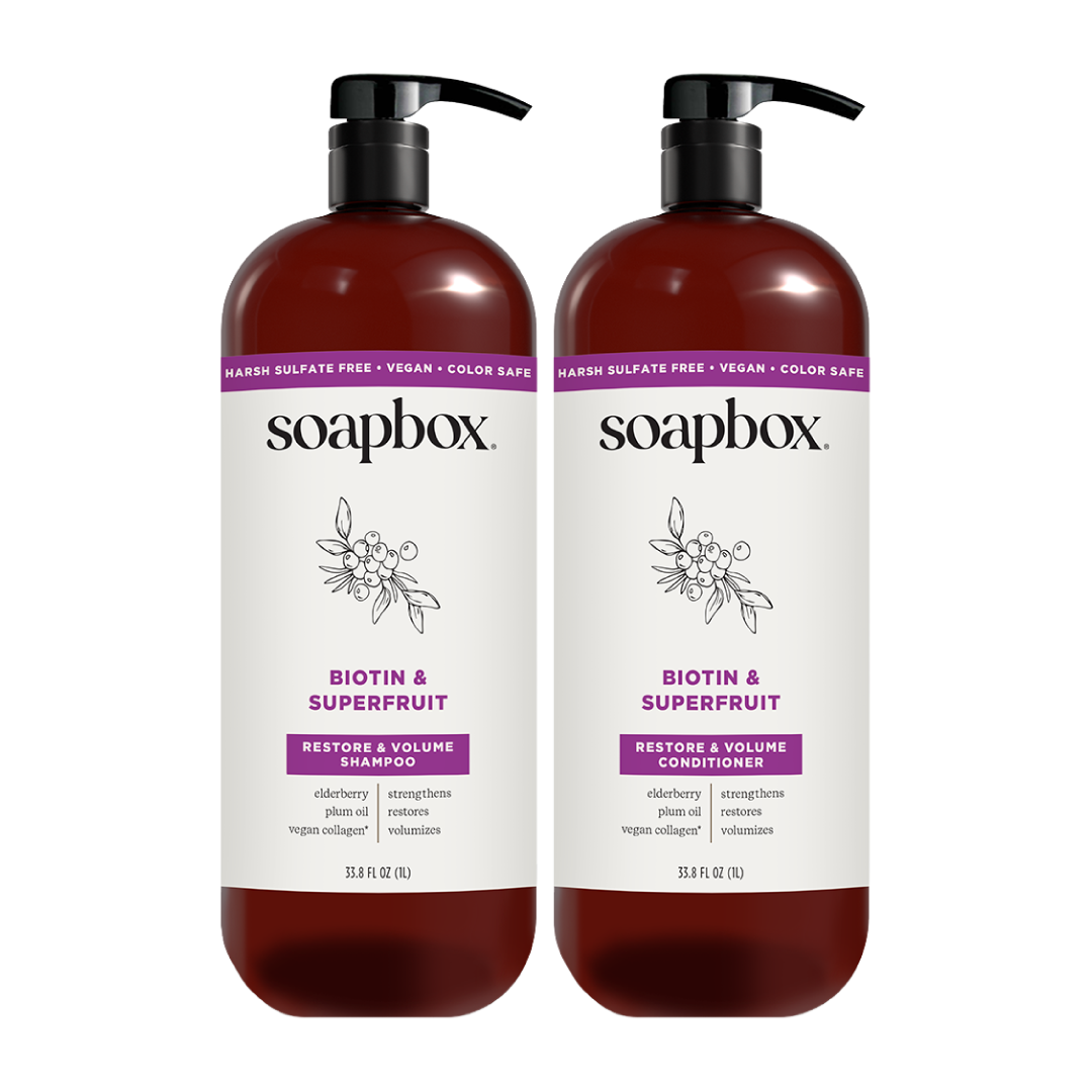 Biotin & Superfruit Volumizing Shampoo + Conditioner Set - 1 Liter