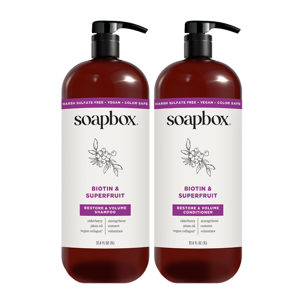Biotin & Superfruit Volumizing Shampoo + Conditioner Set - 1 Liter