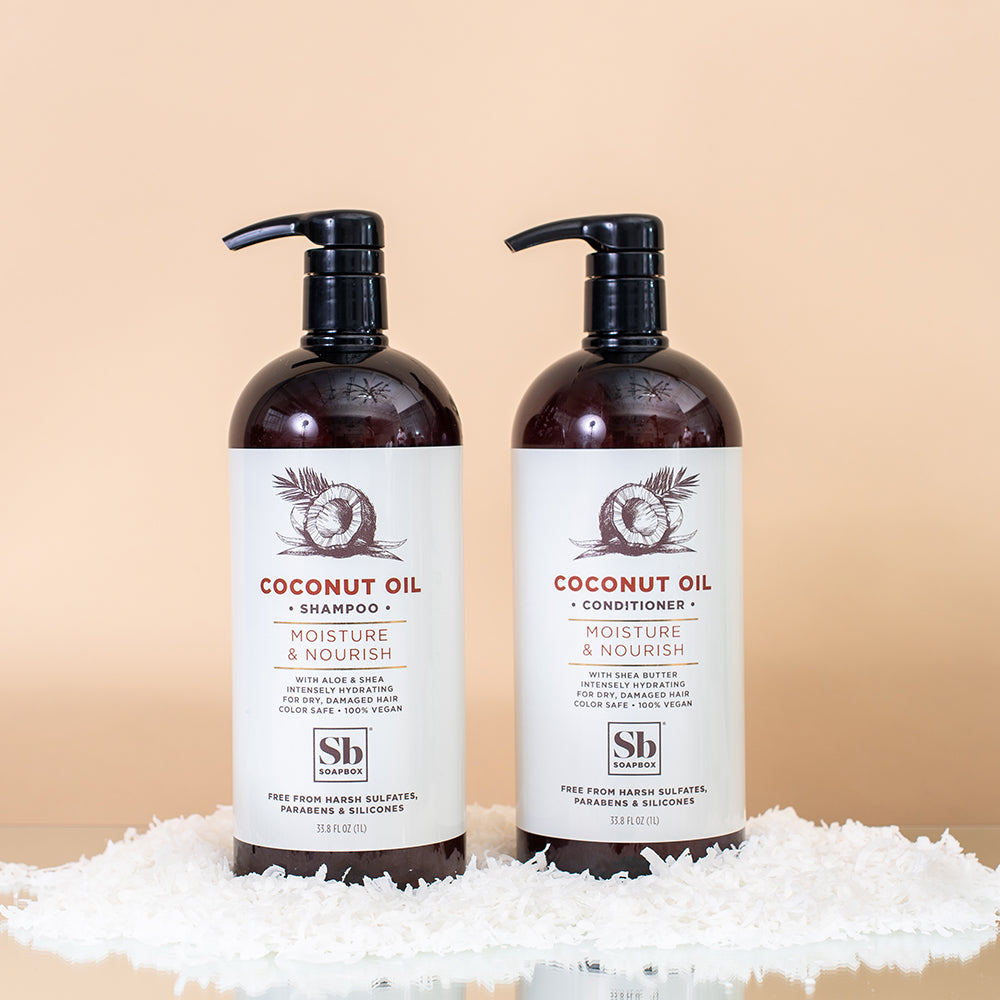 Coconut Oil Hydrating Shampoo + Conditioner Set - 1 Liter
