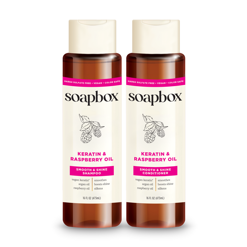 Keratin & Raspberry Seed Oil Smoothing Shampoo + Conditioner Set