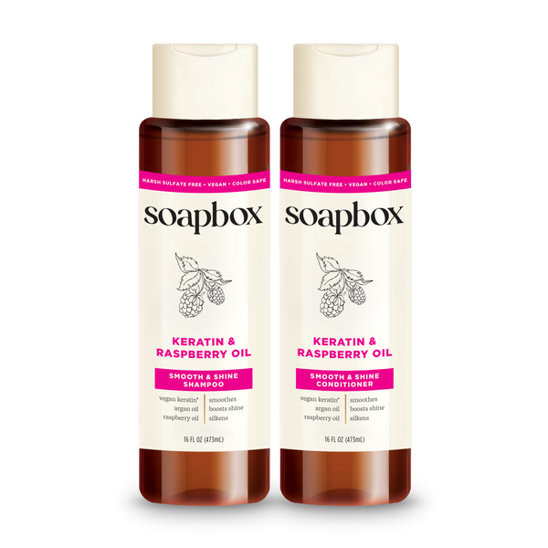 Keratin & Raspberry Seed Oil Smoothing Shampoo + Conditioner Set